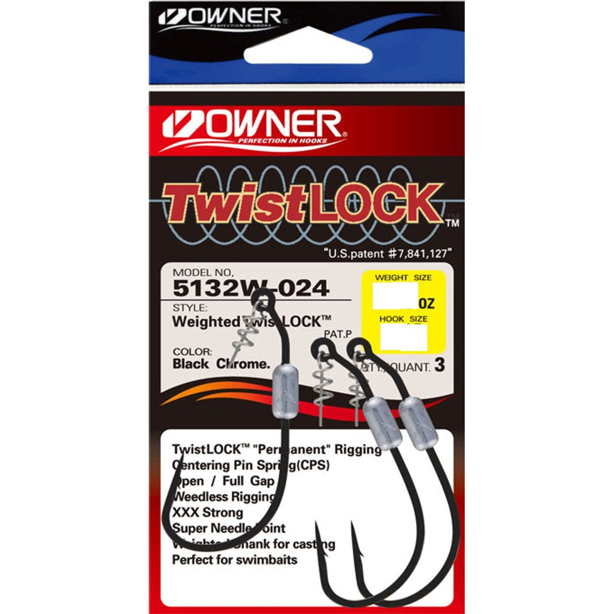 Owner Twistlock Weighted Hook - Tackle Shack TX