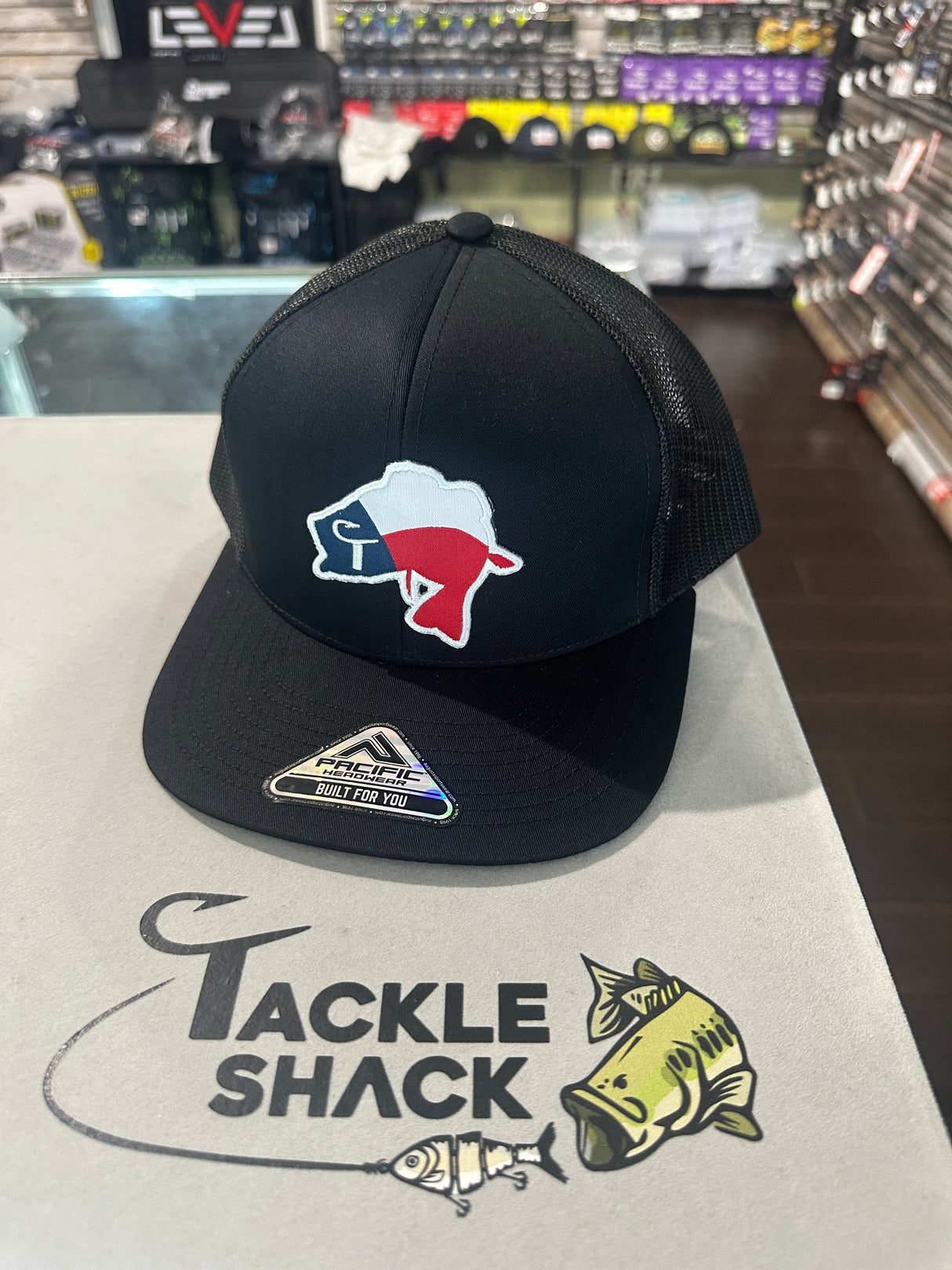 Tackle Shack Hat - Bass Flag - Black